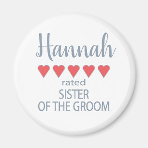 Bridal & Wedding Party 5 Heart Sister of Groom Magnet
