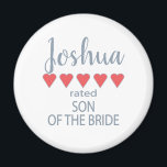Bridal & Wedding Party 5 Heart Son of Bride Magnet<br><div class="desc">Members of the bridal party and wedding party will feel loved and appreciated with a “five heart” gift made especially for them. Love is what it’s all about. Whether it’s a hometown wedding or destination wedding the personalised items will be sure to bring smiles along the way. The customisable t-shirts...</div>