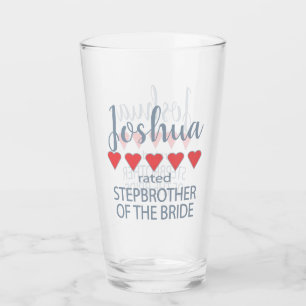 Bridal & Wedding Party 5 Heart Stepbrother o Bride Glass