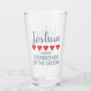 Bridal & Wedding Party 5 Heart Stepbrother o Groom Glass