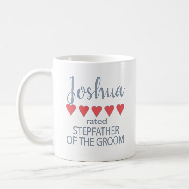 Bridal & Wedding Party 5 Heart Stepfather of Groom Coffee Mug (Left)