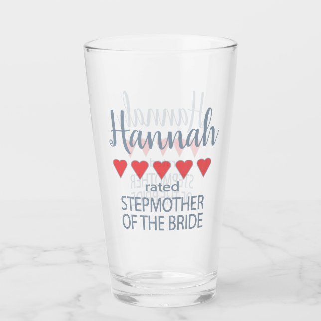 Bridal & Wedding Party 5 Heart Stepmother of Bride Glass (Front)