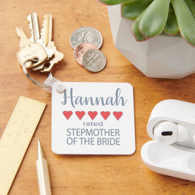 Bridal & Wedding Party 5 Heart Stepmother of Bride Key Ring (Desk)