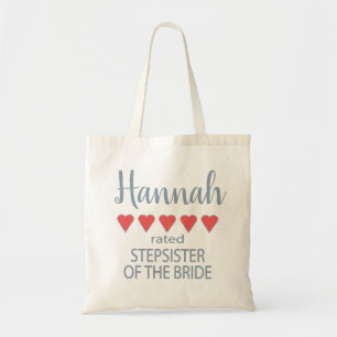 Bridal & Wedding Party 5 Heart Stepsister of Bride Tote Bag