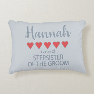 Bridal & Wedding Party 5 Heart Stepsister of Groom Decorative Cushion