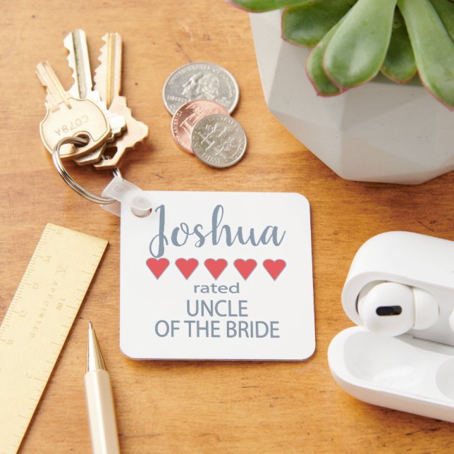 Bridal & Wedding Party 5 Heart Uncle of Bride Key Ring (Desk)