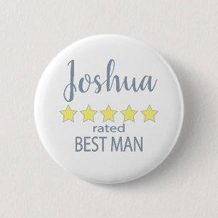 Bridal & Wedding Party 5 Star Best Man 6 Cm Round Badge