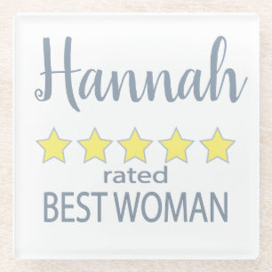 Bridal & Wedding Party 5 Star Best Woman Glass Coaster