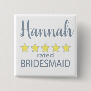 Bridal & Wedding Party 5 Star Bridesmaid 15 Cm Square Badge