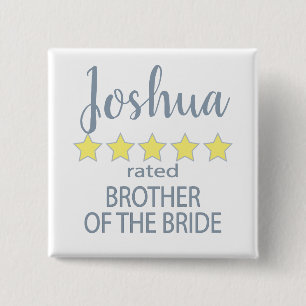 Bridal & Wedding Party 5 Star Brother of Bride 15 Cm Square Badge