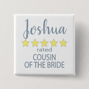 Bridal & Wedding Party 5 Star Cousin of Bride 15 Cm Square Badge