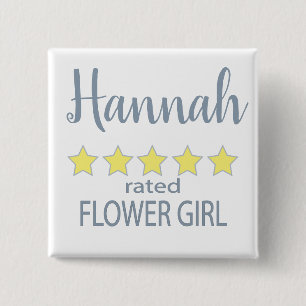 Bridal & Wedding Party 5 Star Flower Girl 15 Cm Square Badge