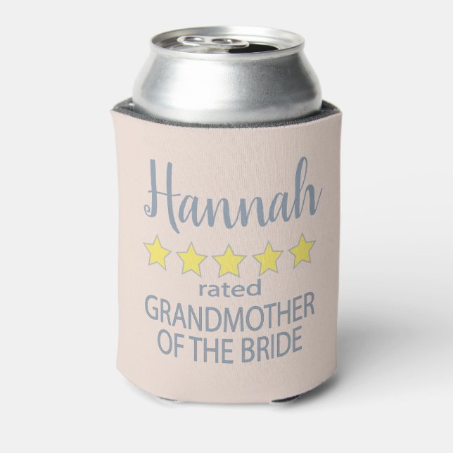 Bridal & Wedding Party 5 Star Grandmother of Bride Can Cooler (Can Back)