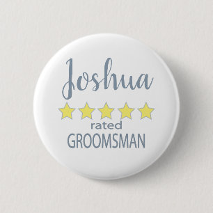 Bridal & Wedding Party 5 Star Groomsman 6 Cm Round Badge