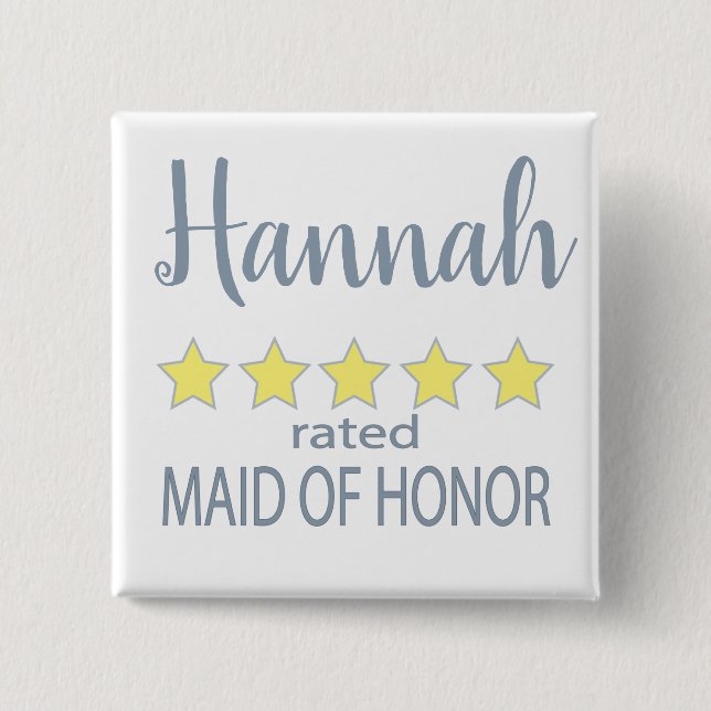 Bridal & Wedding Party 5 Star Maid of Honour 15 Cm Square Badge (Front)