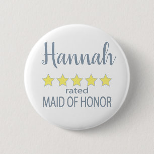 Bridal & Wedding Party 5 Star Maid of Honour 6 Cm Round Badge