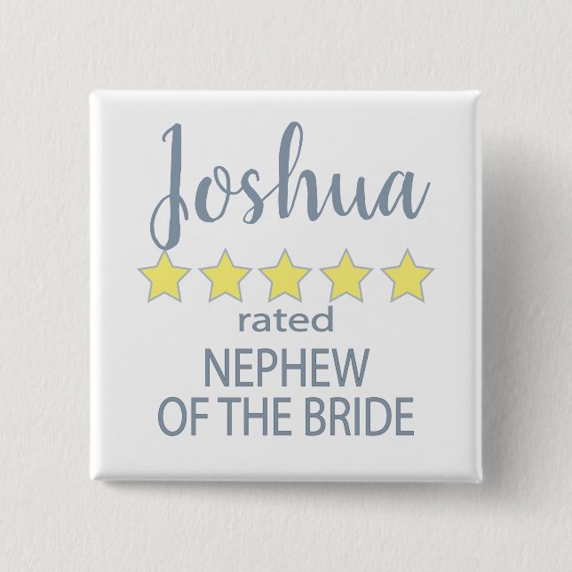 Bridal & Wedding Party 5 Star Nephew of Bride 15 Cm Square Badge (Front)