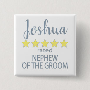 Bridal & Wedding Party 5 Star Nephew of Groom 15 Cm Square Badge
