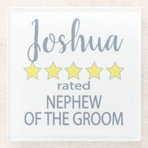 Bridal & Wedding Party 5 Star Nephew of Groom Glass Coaster