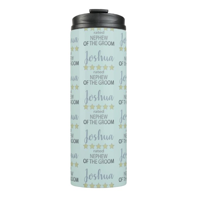 Bridal & Wedding Party 5 Star Nephew of Groom Thermal Tumbler (Front)