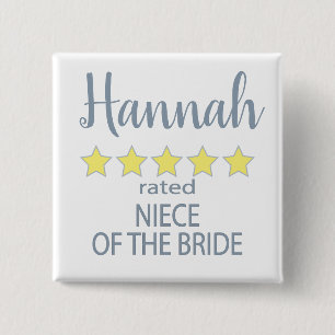 Bridal & Wedding Party 5 Star Niece of Bride 15 Cm Square Badge