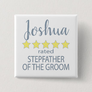 Bridal & Wedding Party 5 Star Stepfather of Groom 15 Cm Square Badge