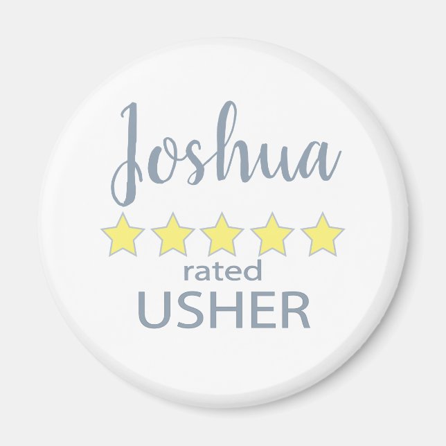 Bridal & Wedding Party 5 Star Usher Magnet (Front)