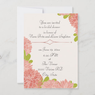 Bridal Wedding Shower With Dusty Pink Dahlias Invitation