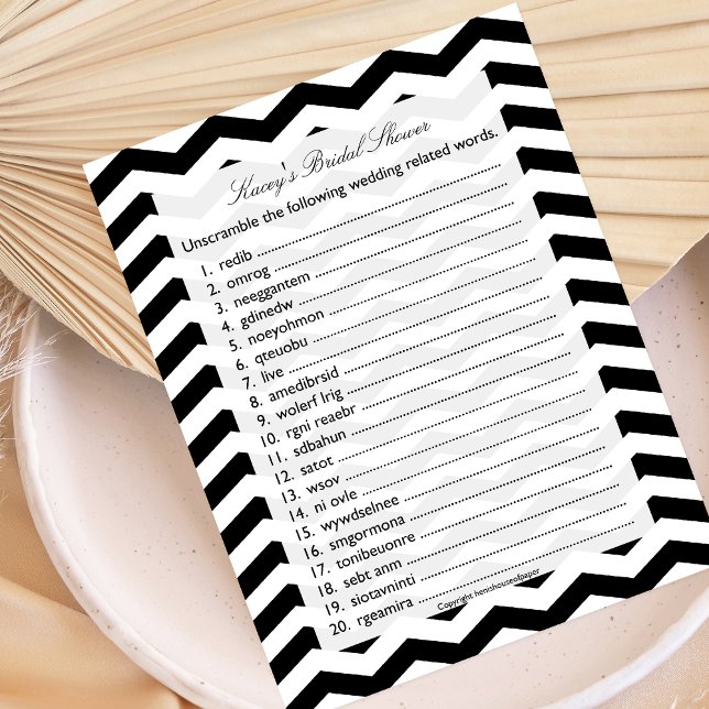 Bridal Wedding Shower Word Scramble Game (Creator Uploaded)