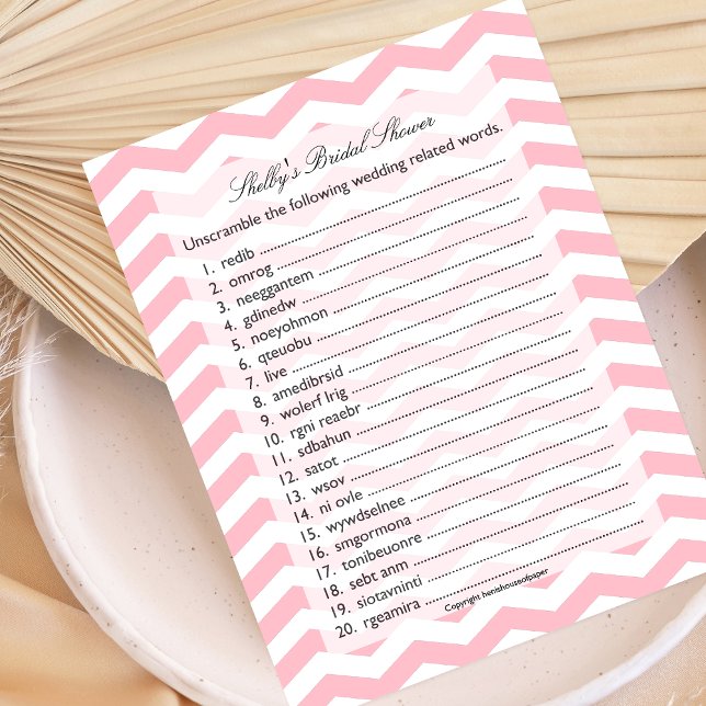 Bridal Wedding Shower Word Scramble Game (Creator Uploaded)