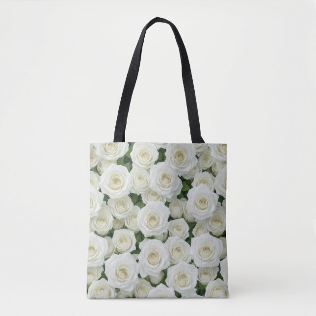 Bridal White Rose Tote Bag (Front)