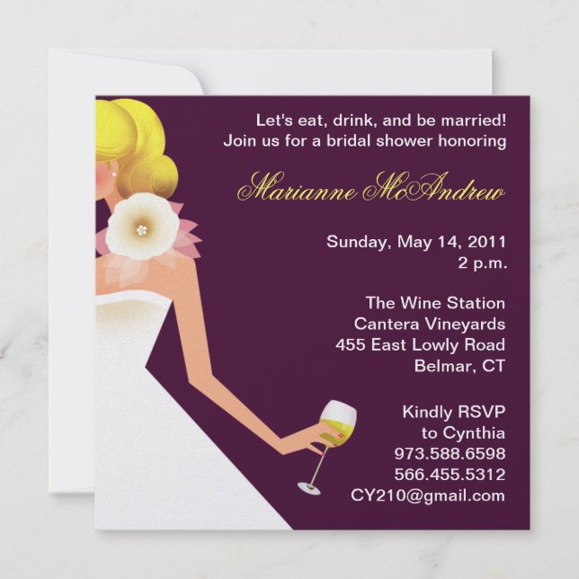 bridal wine invitation w/o flower (Front)