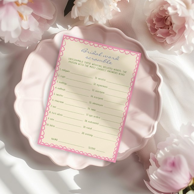 Bridal Word Scramble Bridal Shower Game Card (Creator Uploaded)