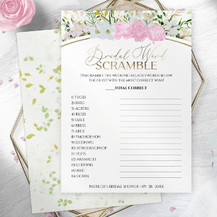 Bridal Word Scramble Game Wildflower Spring card