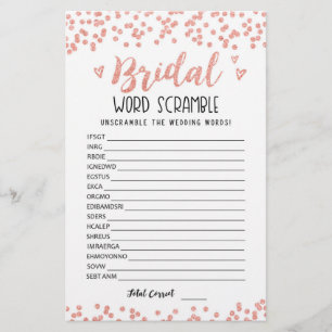Bridal word scramble game with Answers