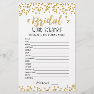 Bridal word scramble game with Answers
