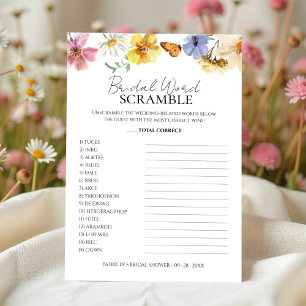 Bridal Word Scramble Wildflower Boho Game card