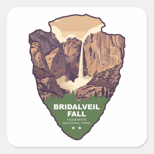 Bridalveil Fall Yosemite National Park Arrowhead Square Sticker (Front)