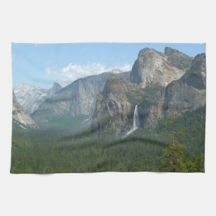Bridalveil Falls and Half Dome at Yosemite Tea Towel