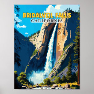 Bridalveil Falls California vintage travel Poster