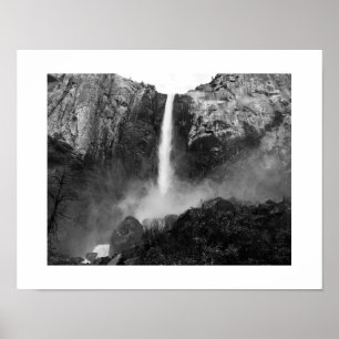 Bridalveil Falls Waterfall Poster - Black & White