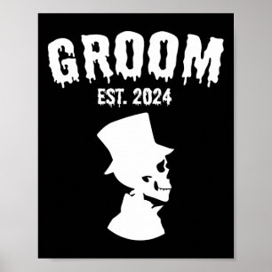 Bride 2024 Skeleton Couples Matching Wedding Hallo Poster