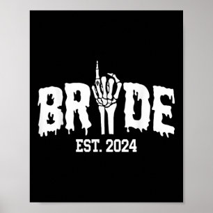 Bride 2024 Skeleton Hand Wedding Halloween Couples Poster