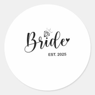 Bride 2025 Spring Wedding Announcement Marriage  Classic Round Sticker