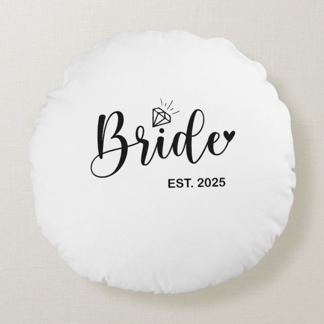 Bride 2025 Spring Wedding Announcement Marriage  Round Cushion (Front)
