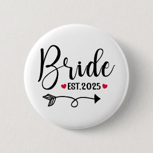 Bride 2025 Wedding Matching Mrs Est 2025 Married 6 Cm Round Badge