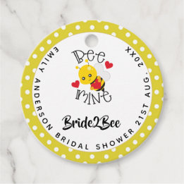 Bride 2 Bee Mine Yellow Polkad Dots Bridal Shower Favour Tags