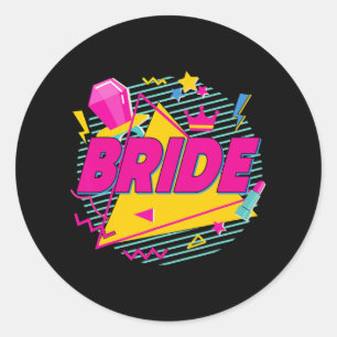 Bride 90s Bach Crew Squad Retro Bachelorette Match Classic Round Sticker