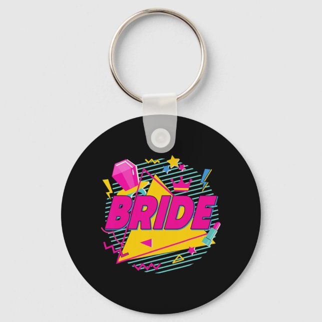 Bride 90s Bach Crew Squad Retro Bachelorette Match Key Ring (Front)