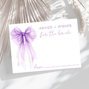 Bride Advice Wishes Purple Bow Bridal Shower Enclosure Card